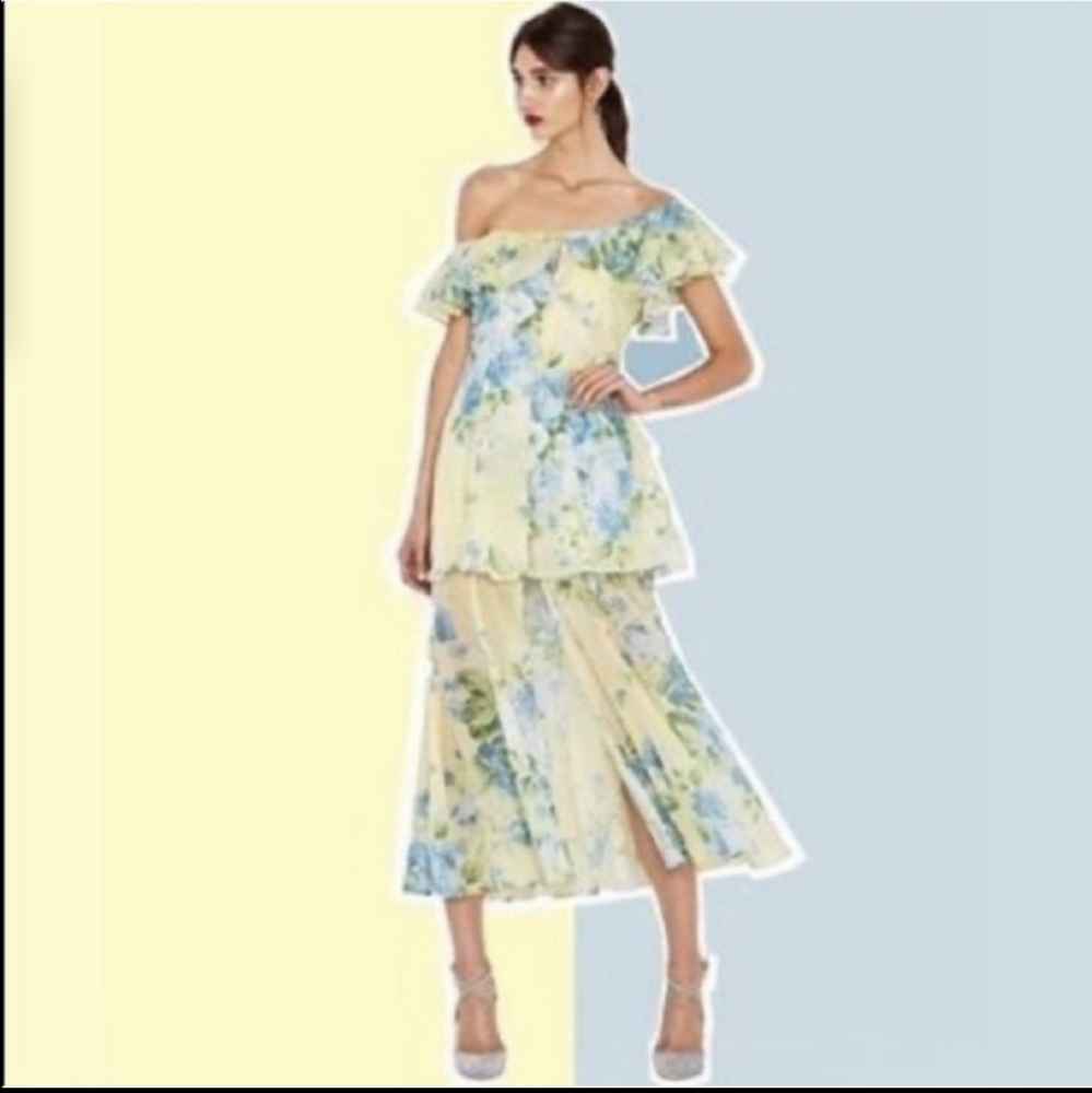 Alice McCall yellow blue rose print Flawless dress